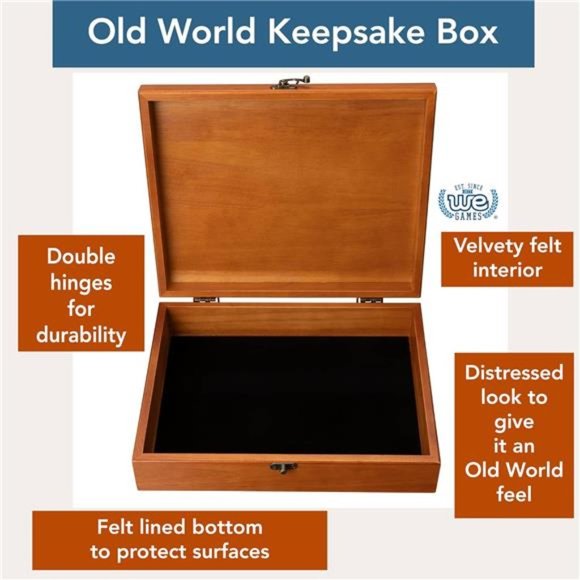 Old World Wooden Treasure Box with Brass Latch (Light Cherry Finish) - Picture 4 of 7